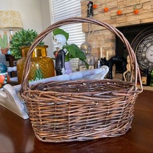 Vintage Darker Wicker Boho Bread Basket Home Decor